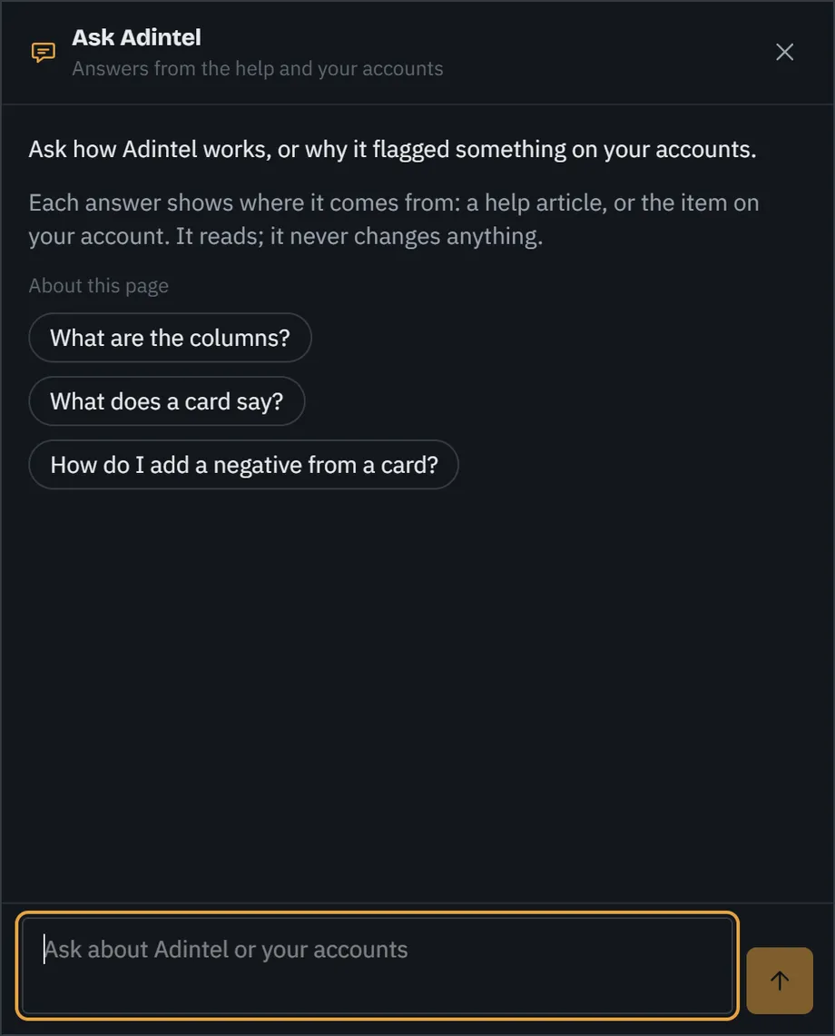 An empty chat with questions about the Triage page, one asked and answered.